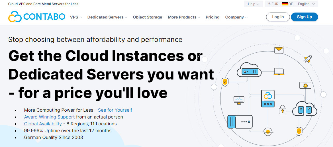 contabo landing page
