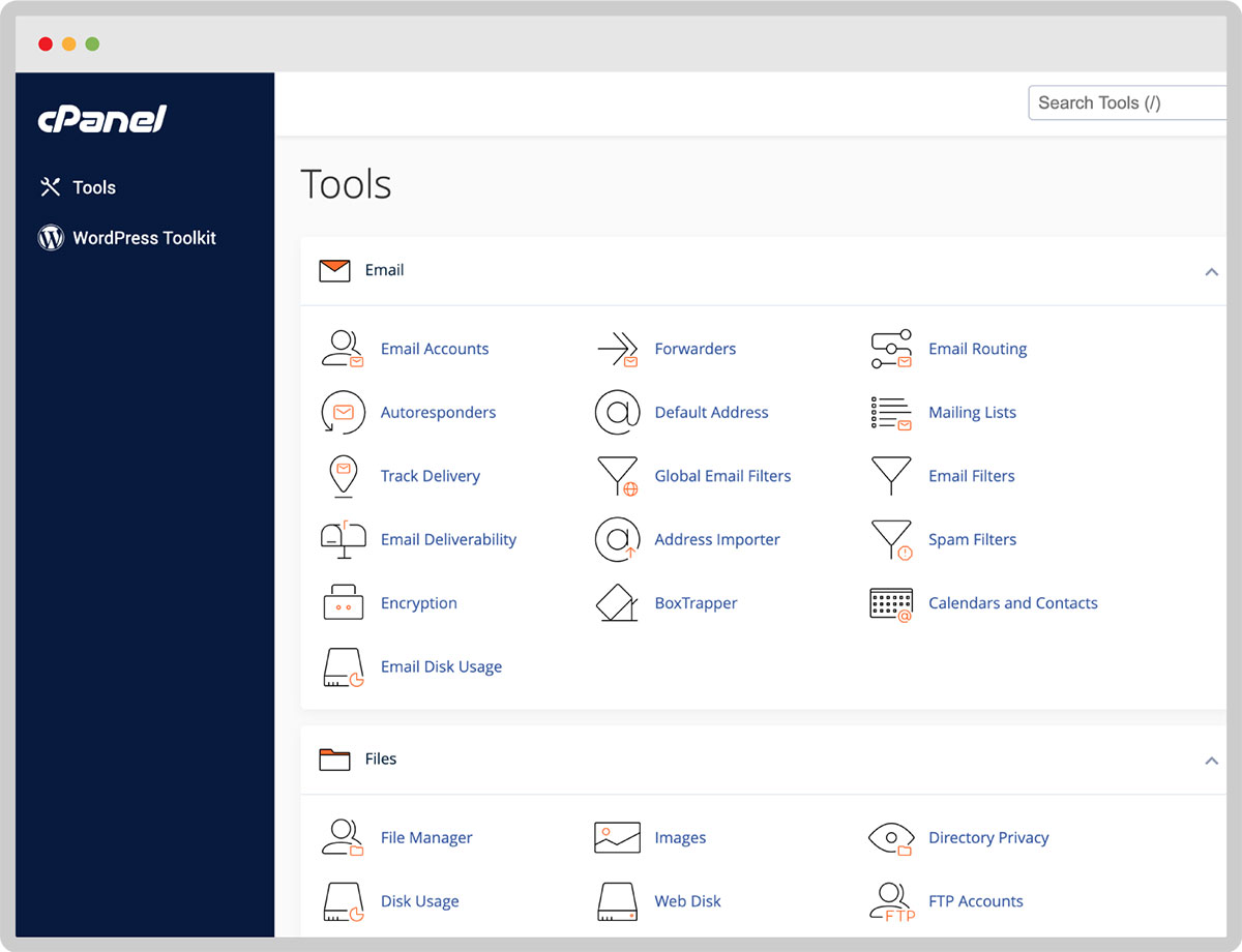 cpanel user interface