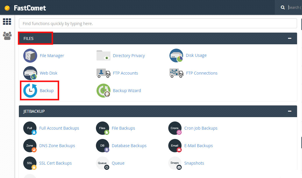 fastcomet website backups