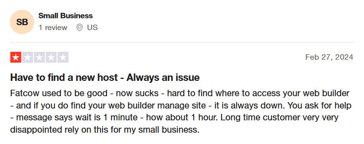 customer review about fatcow downtime