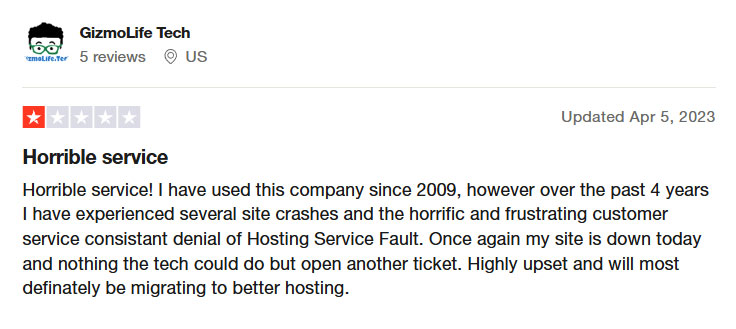 fatcow customer experiencing site crashes