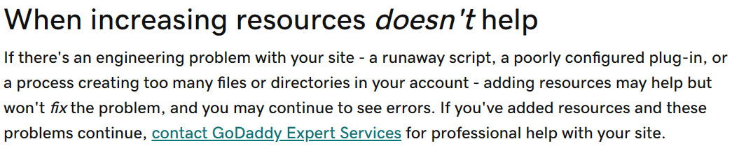 godaddy increase for resources