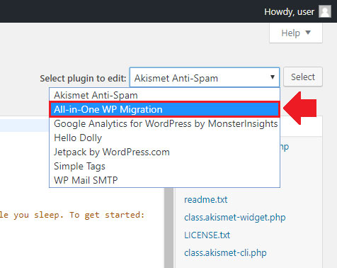 select migration plugin for edit