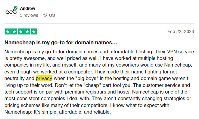 namecheap trustpilot review
