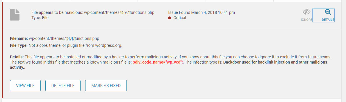 wordfence malicious report