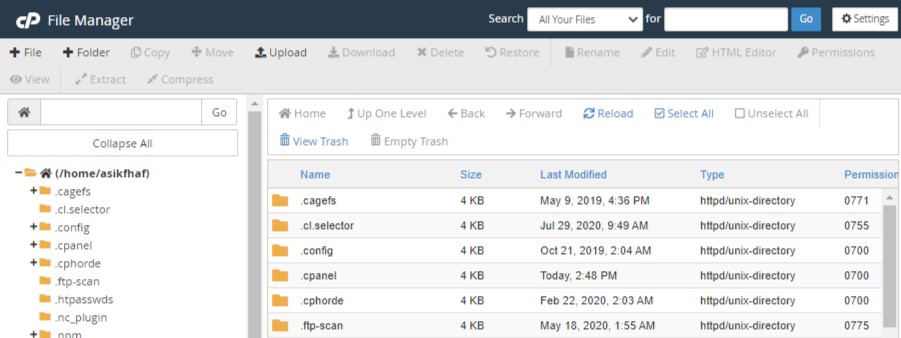 cPanel file manager