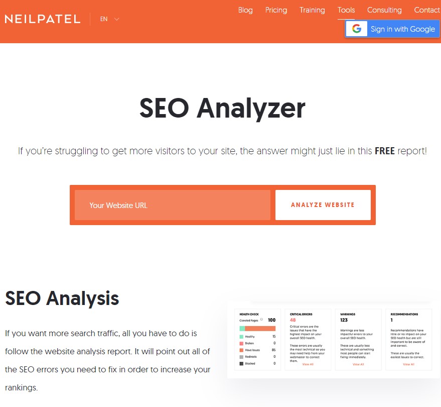 Neil Patel SEO Analyzer