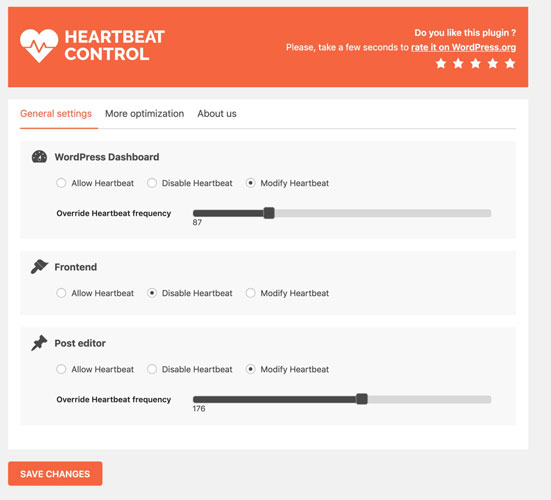 controlling the WordPress heartbeat API with plugin