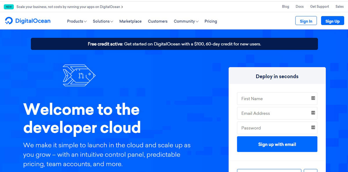 digital ocean free trial vps