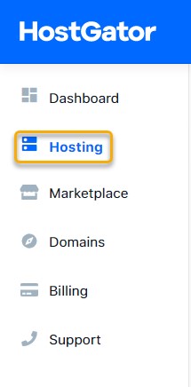 hostgator dashboard hosting tab