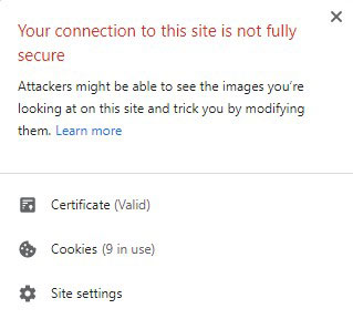 SSL error connection is not fully secure