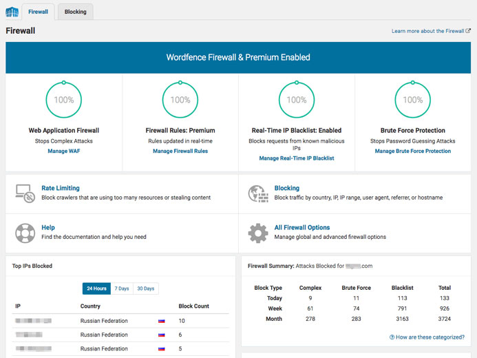 Wordfence premium firewall features