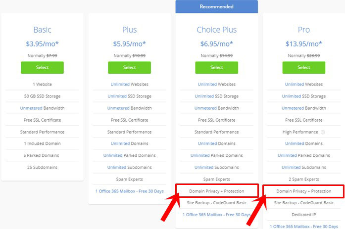 free bluehost domain privacy protection plans