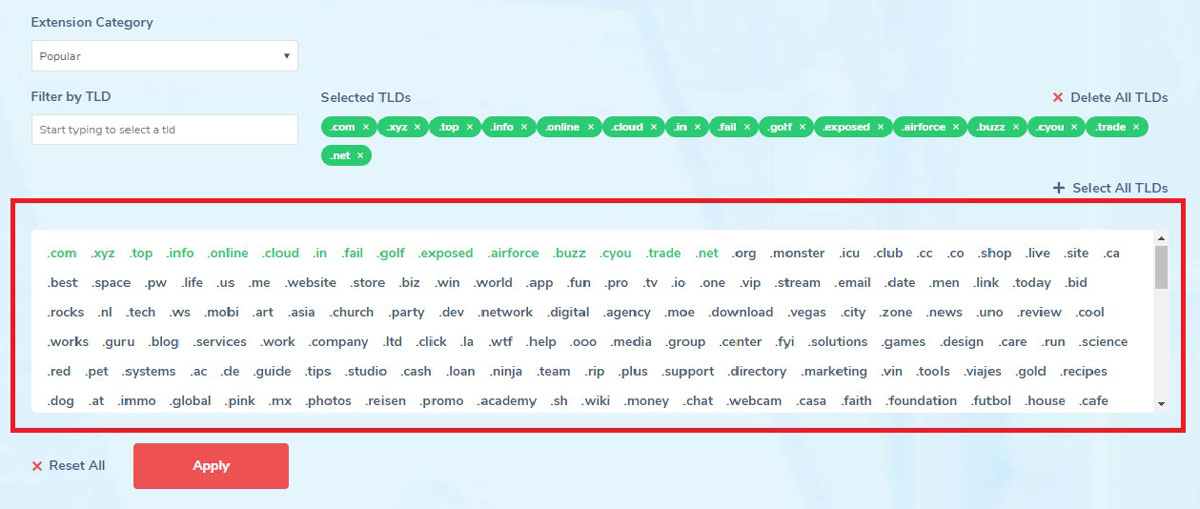 Namesilo domain extensions TLD