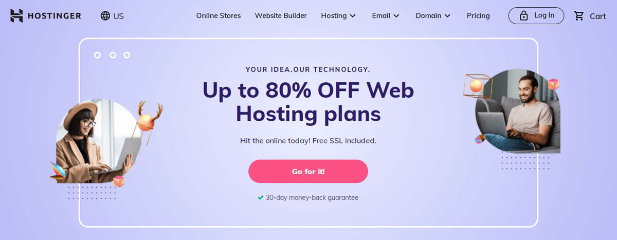 hostinger web hosting plans homepage