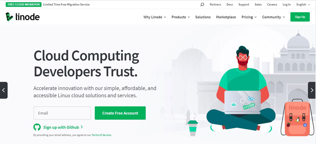 linode cloud computing homepage