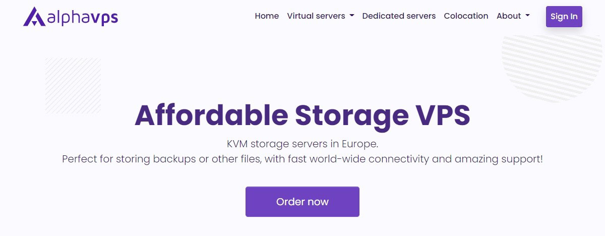 alphavps kvm storage servers