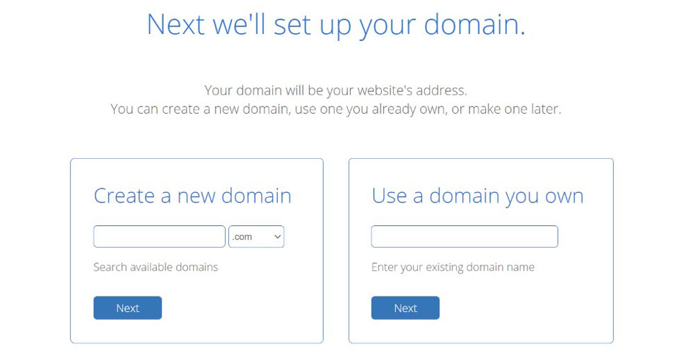 domain setup bluehost signup page