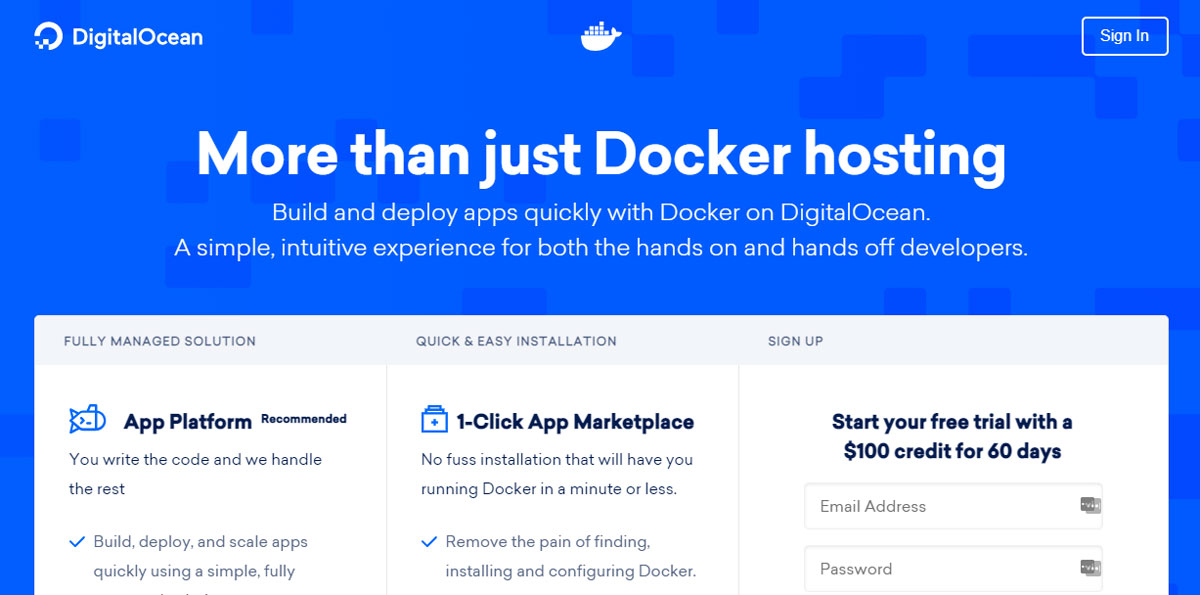 digital ocean docker container app