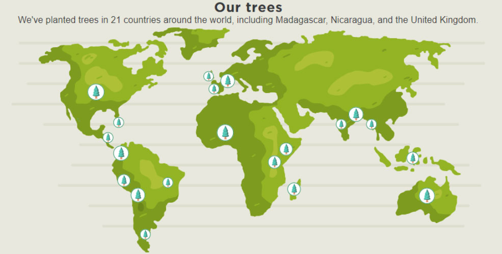 eco web hosting planted trees in 21 countries