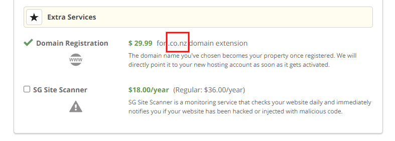 no domain privacy add-on for .co.nz domain