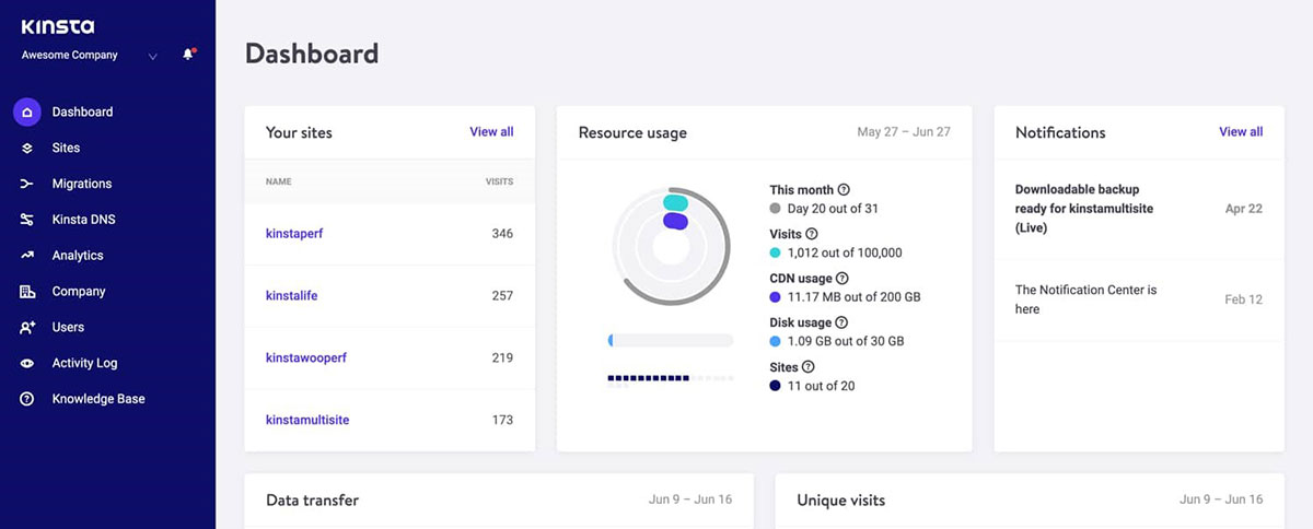 kinsta interface