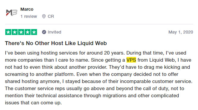 liquid web vps review on trustpilot