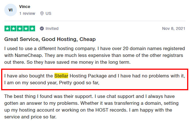 namecheap stellar review