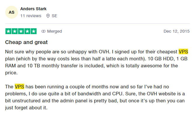 ovhcloud vps review on trustpilot