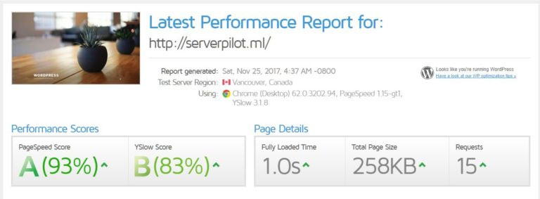 serverpilot speed test results