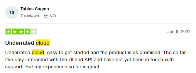 upcloud review on trustpilot