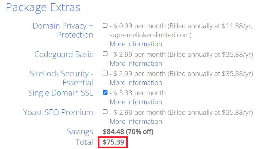 the difference in total plan price