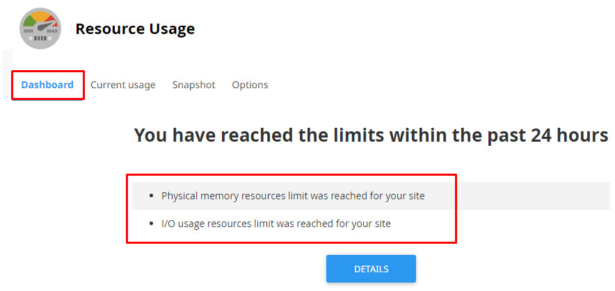 resource usage dashboard