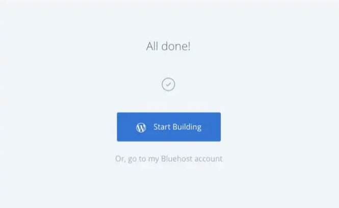 bluehost wordpress installation completion