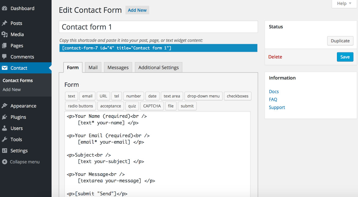 creating a contact form