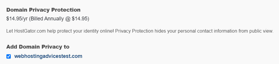 adding privacy protection on domain