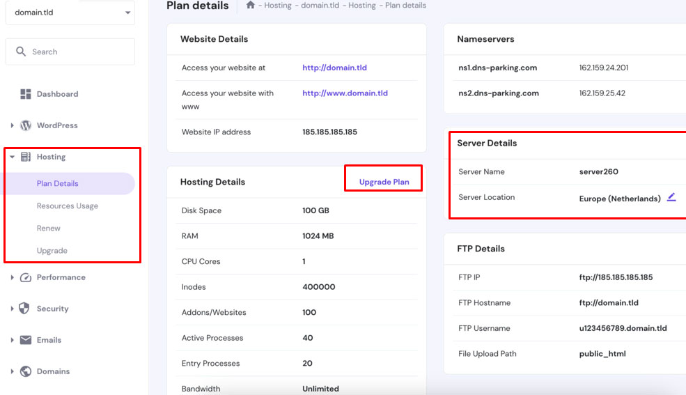 hpanel interface