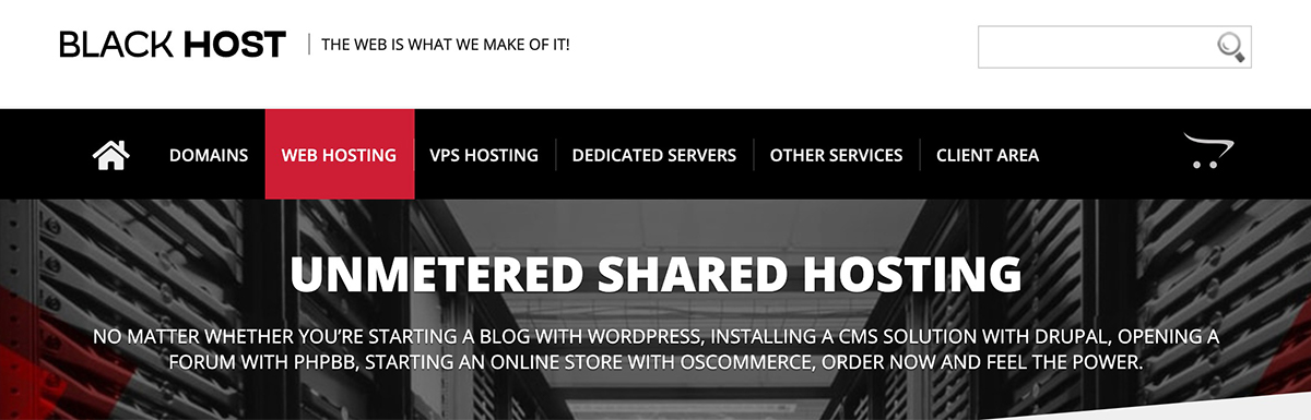 unmetered shared hosting blackhost