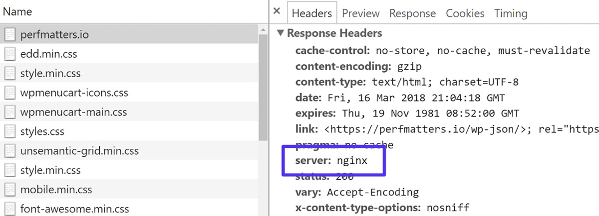 content served from nginx server