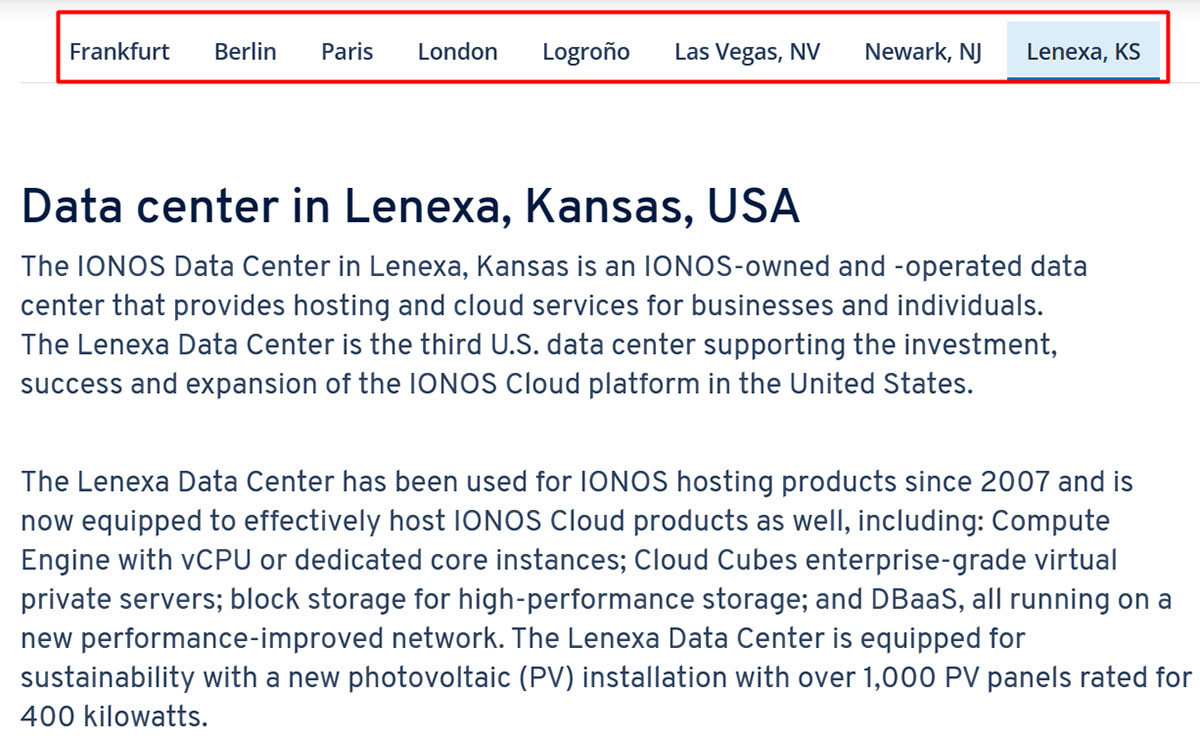 ionos data center features