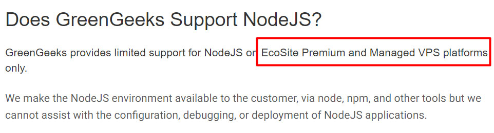 greengeeks nodejs availability