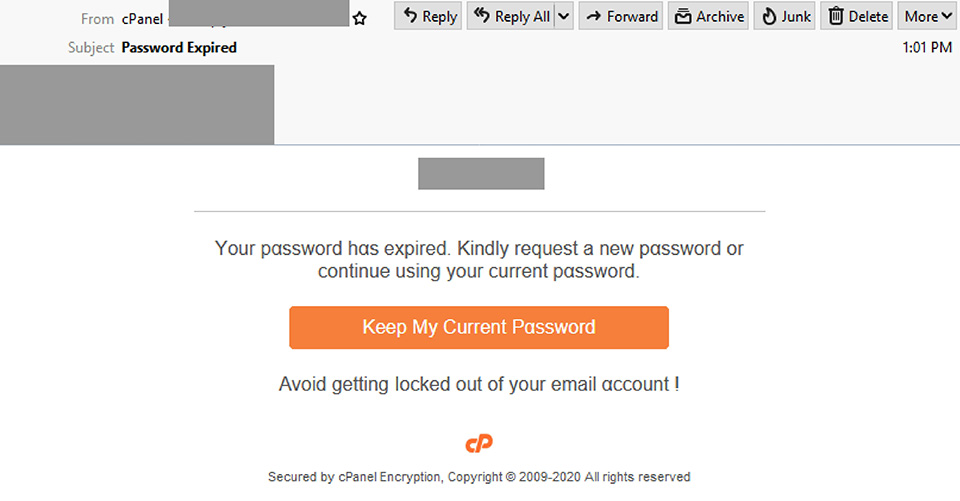 phishing cpanel email