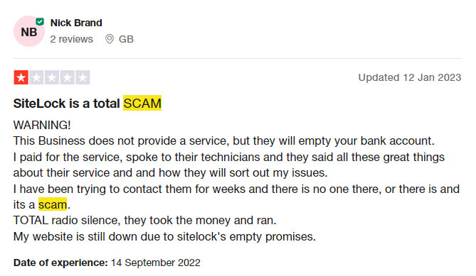 sitelock scam review