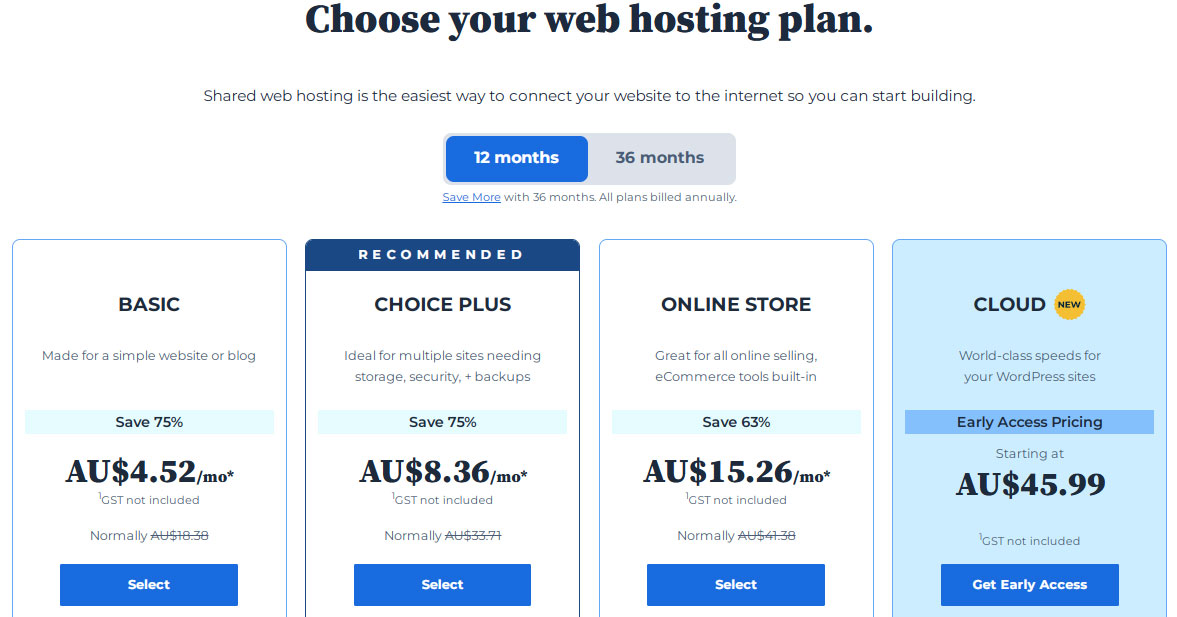 bluehost australia plans and prices