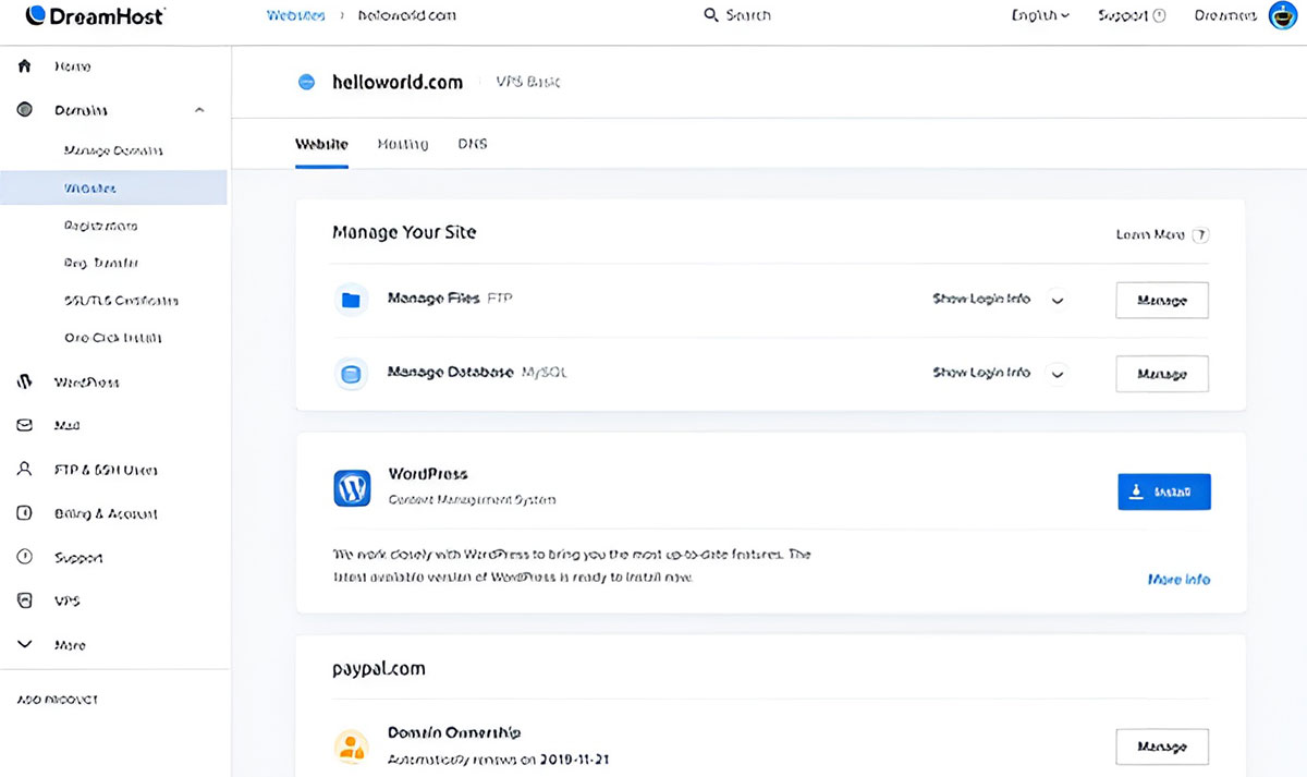 dreamhost control panel