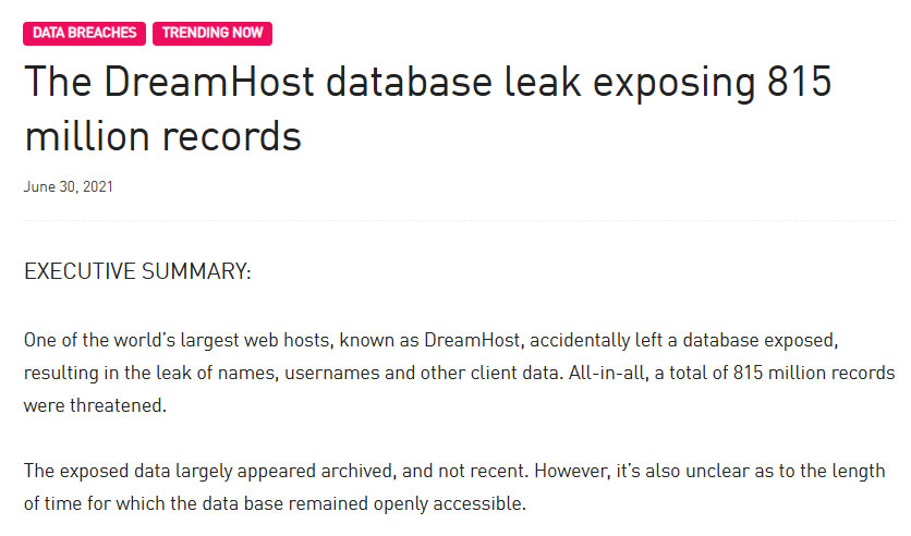 dreamhost data leak case